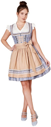 Luxe Dirndl Eike Blauw-Beige (50cm) - 2dlg