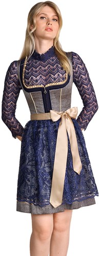 Luxe Dirndl Effi Donkerblauw-Goud (50cm) - 2dlg