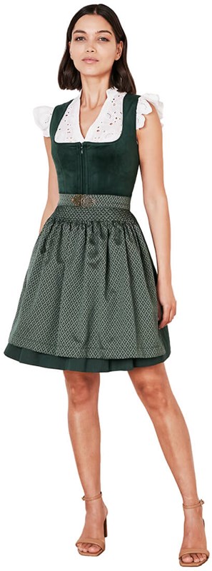 Luxe Dirndl Alisha Donkergroen (50cm) - 2dlg
