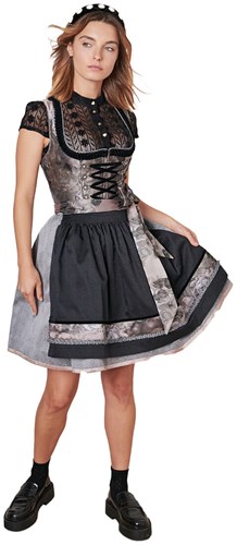 Laurina Dirndl Grijs Met Bloemen (50cm) - 2dlg.