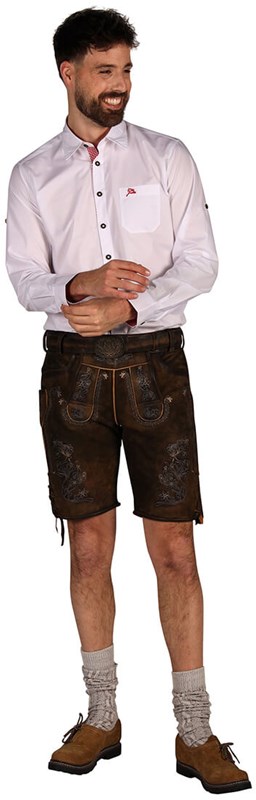 Lederhose Geitenleer Tobias Donkerbruin met Riem (1)