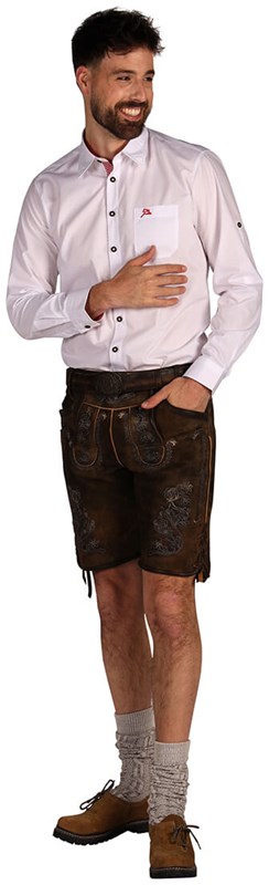 Lederhose Geitenleer Tobias Donkerbruin met Riem (3)
