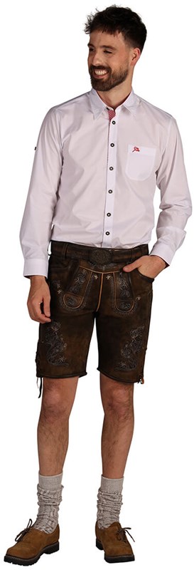 Lederhose Geitenleer Tobias Donkerbruin met Riem (4)