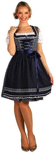 Luxe Dirndl Katja Blauw-Wit (55cm) - 2dlg