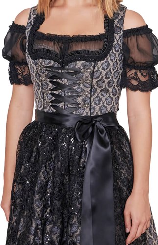 Dirndl Lonie Zwart (50cm) (detail borst)