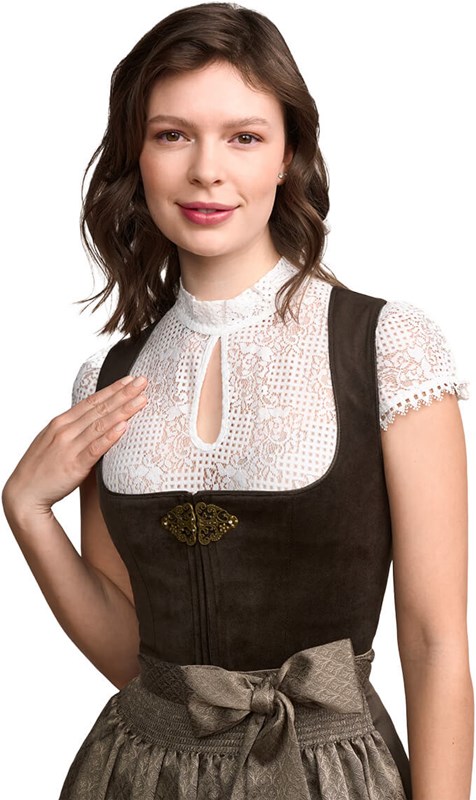 Dirndl Cari Donkergroen Luxe (70cm) - 2dlg (detail bovenstuk)