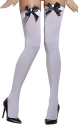 Wit met Zwarte Strik Overknee Kousen