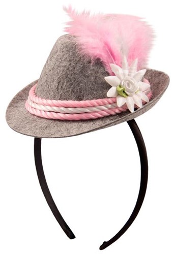 Grijs/Roze Tiroler Diadeem Hoedje