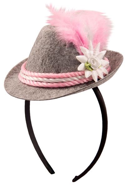 Grijs/Roze Tiroler Diadeem Hoedje
