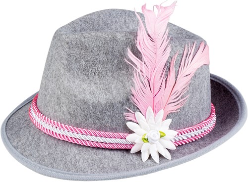 Tiroler Hoed voor dames (Grijs/Roze)