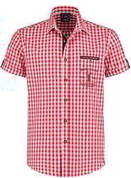 Trachtenhemd Rood/Wit Korte Mouwen (55% katoen)
