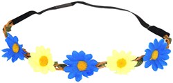 Hoofdbandje Hippie Madeliefjes Blauw-Geel