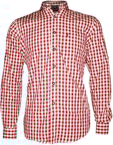 Luxe Tiroler Trachtenhemd Rood/Wit (55% katoen)