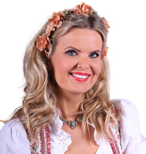 Dirndl Haarband Bloemen Beige Luxe-2