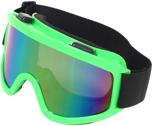 Neon Groene Skibril met Regenboog Olieglas