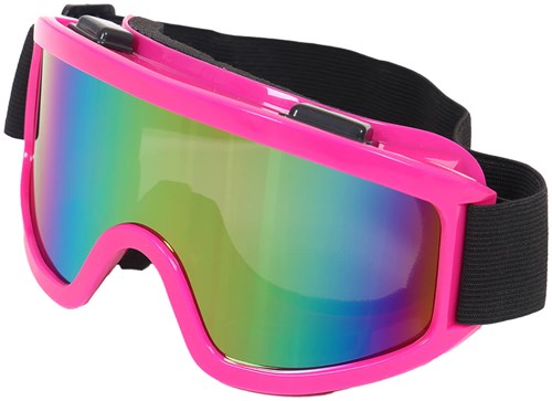 Pink Skibril met Regenboog Olieglas