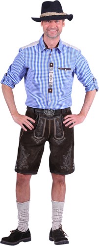 Heren Lederhose Geitenleer Donkerbruin Kort