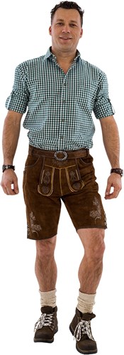 Heren Lederhose Kort Luxe Bruin Antiek met Riem 