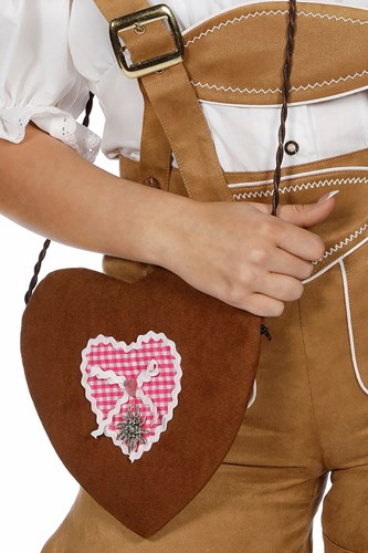Tasje Tiroler Hartjevorm Bruin/Roze 