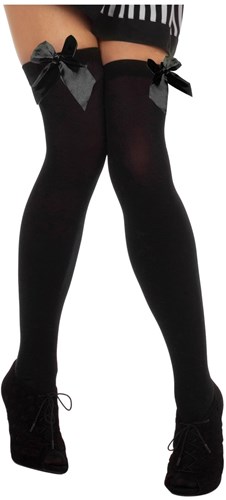 Zwarte Overknee Kousen met Zwarte Strik