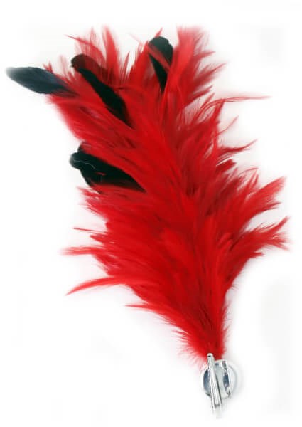 Verenpluim Rood Buigbaar met Speld en Clip - 30cm