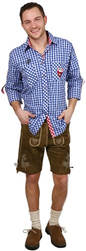 Luxe Slim-Fit Trachtenhemd Blauw/Rood