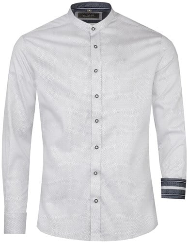 Heren Trachtenhemd Baierbach Wit-Blauw - 100% Katoen