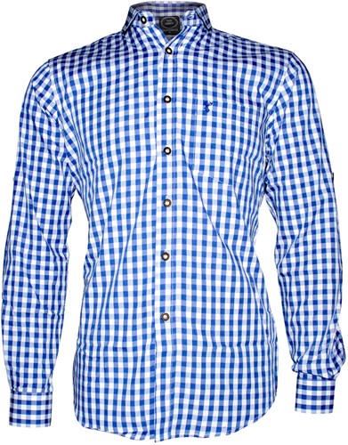 Luxe Tiroler Trachtenhemd Blauw/Wit (100% katoen)