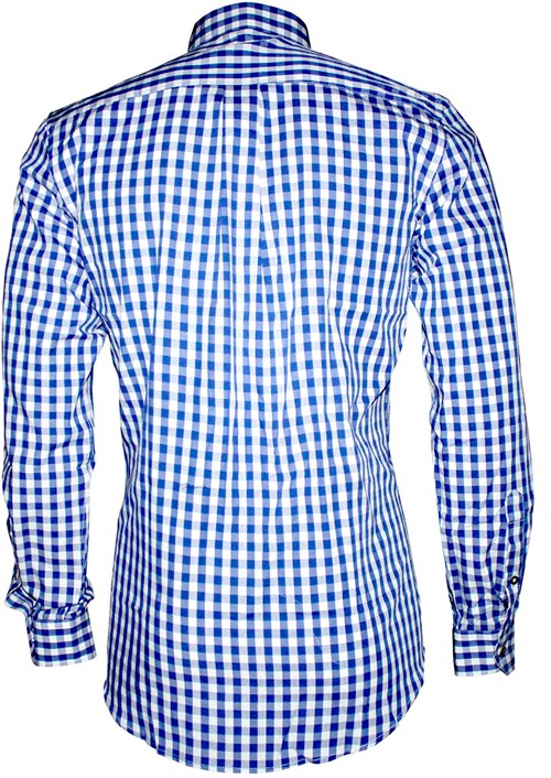 Luxe Tiroler Trachtenhemd Blauw/Wit (100% katoen)-2