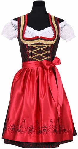 Luxe Dirndl Franziska (Rood-Zwart)