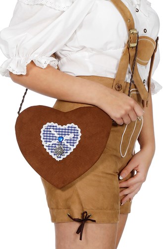 Tasje Tiroler Hartjevorm Bruin/Blauw