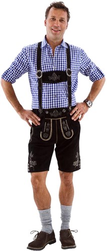 Lederhose Kort Luxe Zwart Heren (rundleer) 
