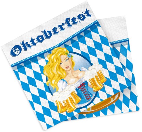 Oktoberfest Servetten Bierpullen 20st (33x33cm)