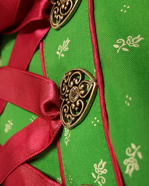 Dames Dirndl Lorena Luxe Groen/Pink (50cm) -2