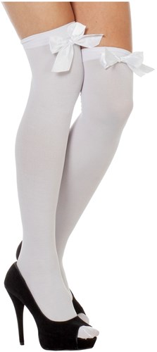 Witte Overknee Kousen met Witte Strik