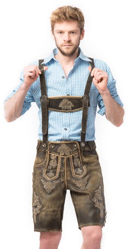 Lederhose Kort Retro Grijs Heren (Wildleer)  