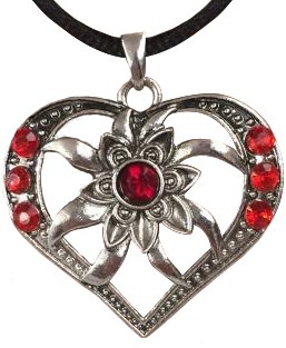 Ketting Hartje Edelweiss Luxe (met rode strass)