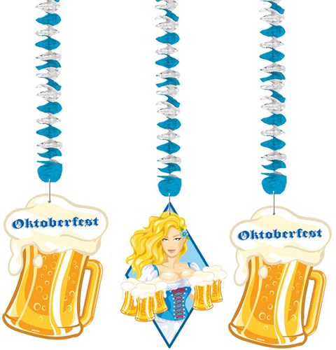 Hangdecoratie Oktoberfest Bierpullen (3 delig)