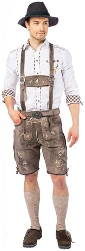 Lederhose Geitenleer Antiek Grijs met Riem