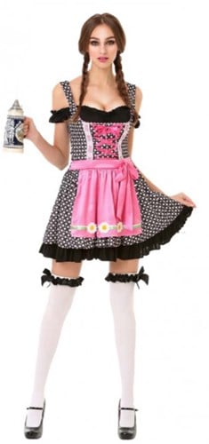 Dirndl met Bloempjes (Zwart/Wit)