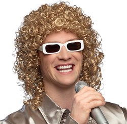 Blonde Zanger Pruik met Bril