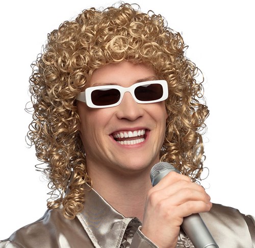 Blonde Zanger Pruik met Bril