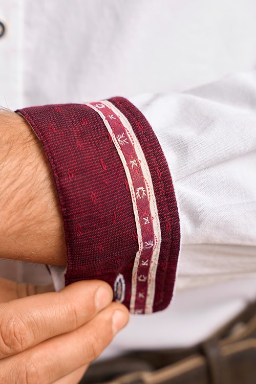 Tiroler Trachten Overhemd Ryan Wit/Rood (patroon)