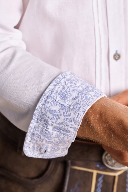 Trachten Overhemd Remo Blauw - 75% Katoen (detail mouw)