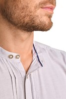 Trachten Overhemd Sören Lichtgrijs - 100% Katoen (detail 1)