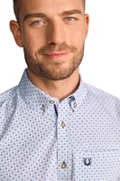Trachten Overhemd Yannik Blauw - 100% Katoen (detail)