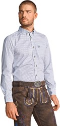 Blauw Trachten Overhemd Yannik - 100% Katoen
