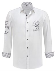 Luxe Trachtenhemd Grijs/Wit Luxe (100% katoen)
