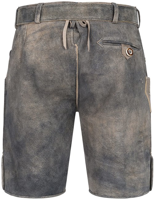 Geitenleer Lederhose Berno Grijs met Riem (achterkant)