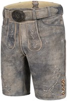 Geitenleer Lederhose Berno Grijs met Riem (links voor)